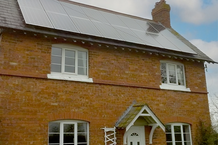 House in the countryside with solar panels