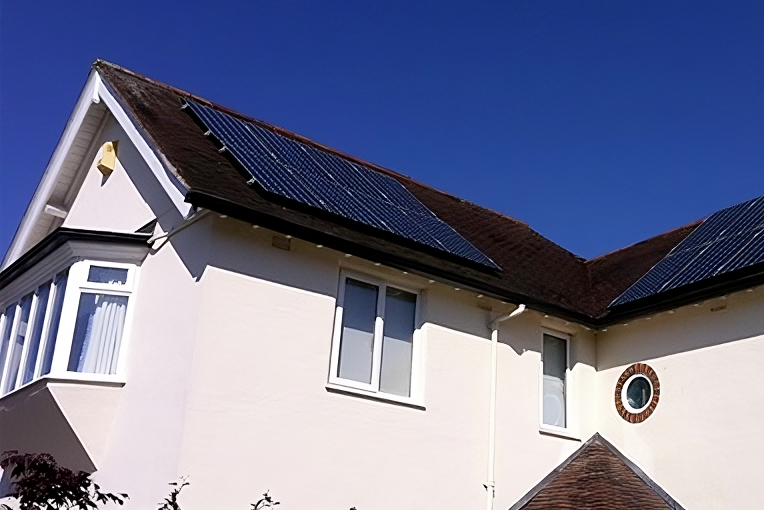 Large detached house with solar panels in Oswestry